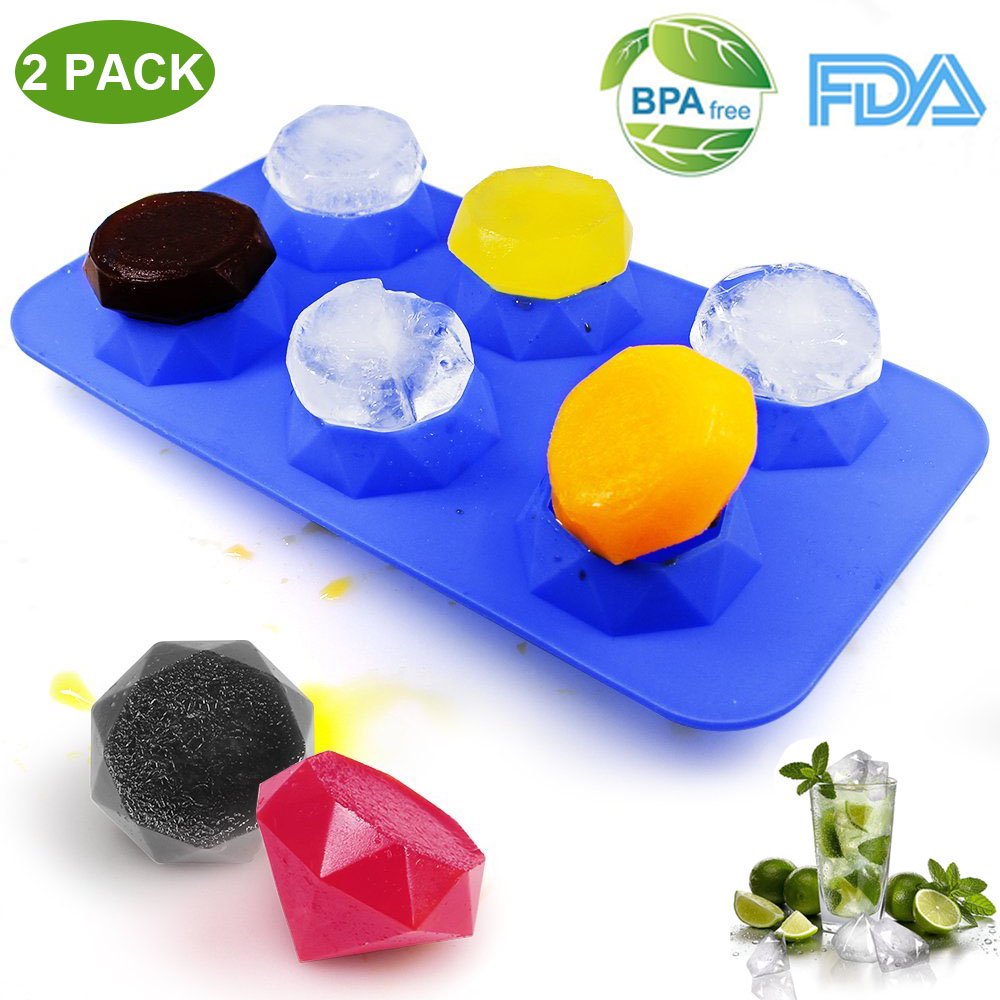 2 Pack Silicone Ice Cube Trays BPA Free Ice Cube Molds Easy Release