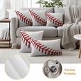 thumbnail image 6 of 2 Pack Outdoor Waterproof Throw Pillow Covers,USA Baseball Red Needle Stripe Decorative Square Patio Pillowcases for Chair Couch Sofa 16x16in, 6 of 9