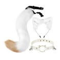 thumbnail image 1 of Esquirla Ensemble Oreilles Collier et Queue Chat Cosplay pour Célébrations Cadeau d'Anniversaire Fêtes Blanc Brun, 1 of 8