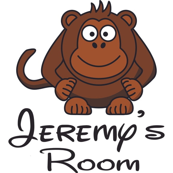 Monkey Decor Monkeys Chimp Animal Customized Wall Decal - Custom Vinyl Wall Art - Personalized Name - Baby Girls Boys Kids Bedroom Wall Decal Room Decor Wall Stickers Decoration Size (40x40 inch)