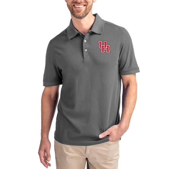 Men's Cutter & Buck Gray Houston Cougars Advantage Eco Pique Tri-Blend Polo