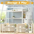 thumbnail image 6 of Twin Size Loft Bed with L-Shaped Desk & LED Lights & Charging Station, Solid Wood Loft Bed Frame with Storage and Stairs, Heavy Duty Loft Bed for Kids, White, 6 of 7