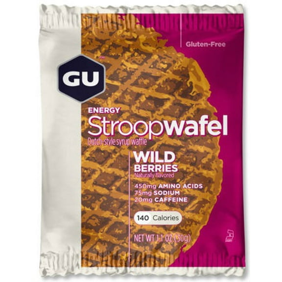 GU Energy Waffle, Wild Berries, Caffeine-Free, 1ct - 1.1oz Packet, On-the-Go Energy for Any Workout
