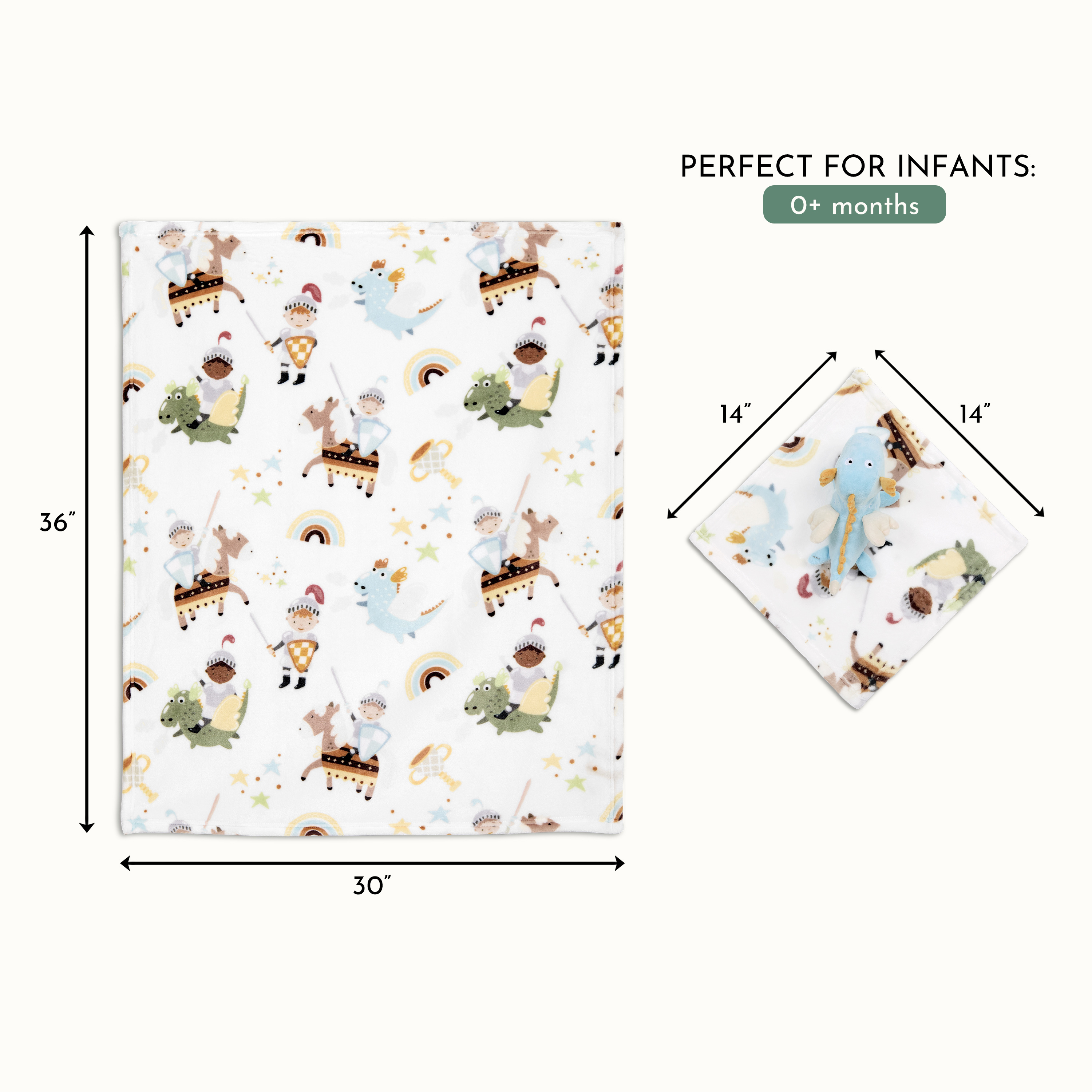 Evolur Good Knight 2 pc Gift Set - Blanket with Lovey Knight Print