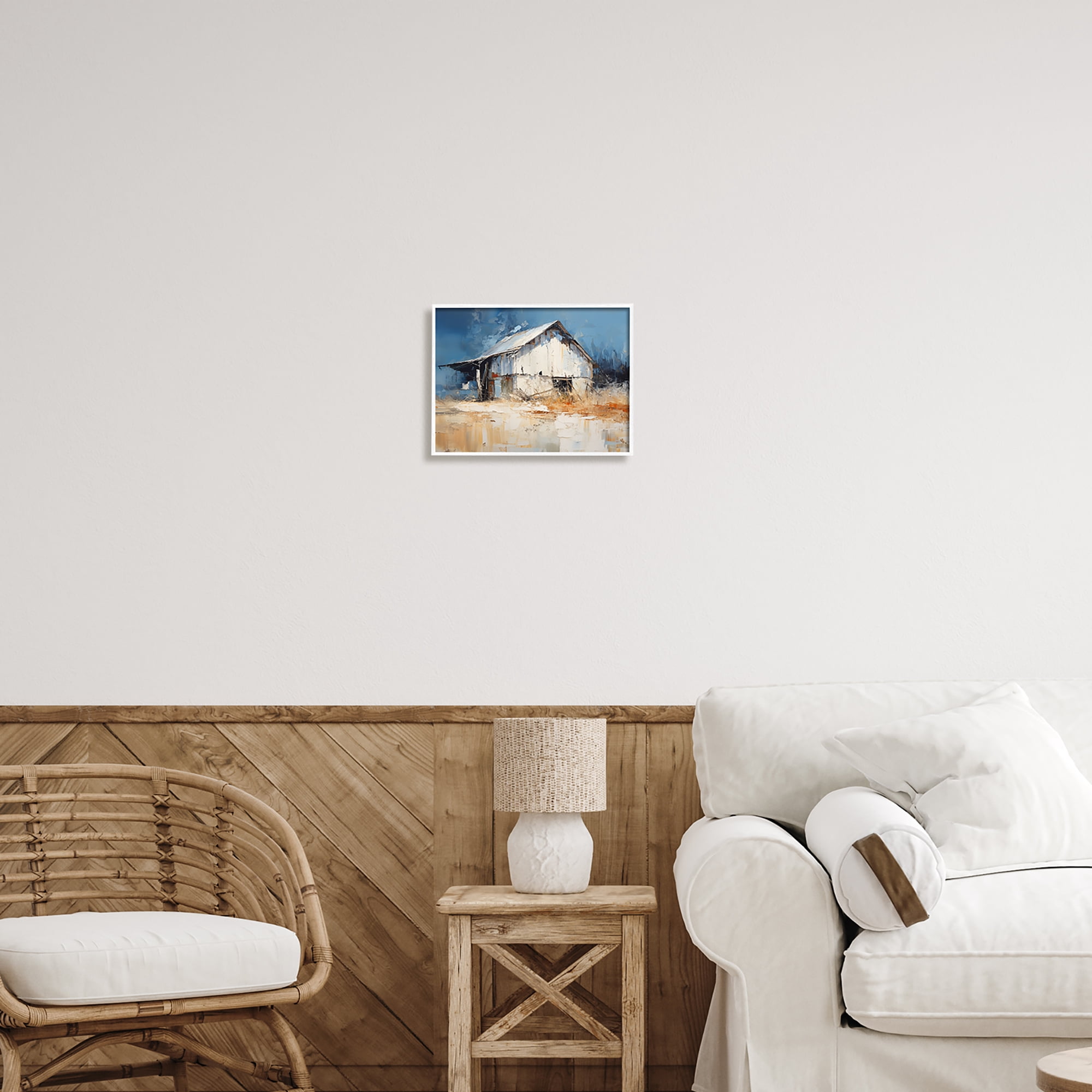 Stupell Industries Abstract Weathered Barn Abstract Painting White Framed Art Print Wall Art, 14 x 11