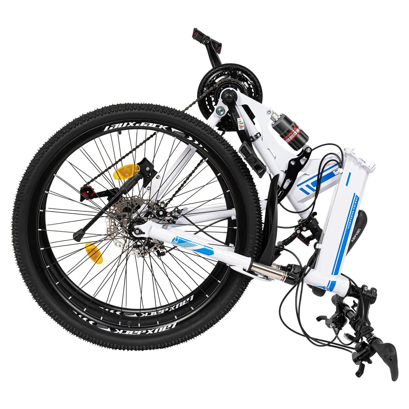 Aiqidi 26" Mountain Folding Bike with 21-Speed Gears Dual-Disc Brake Unisex Adult Mountain Bicycle Adjustable for Riding Traveling