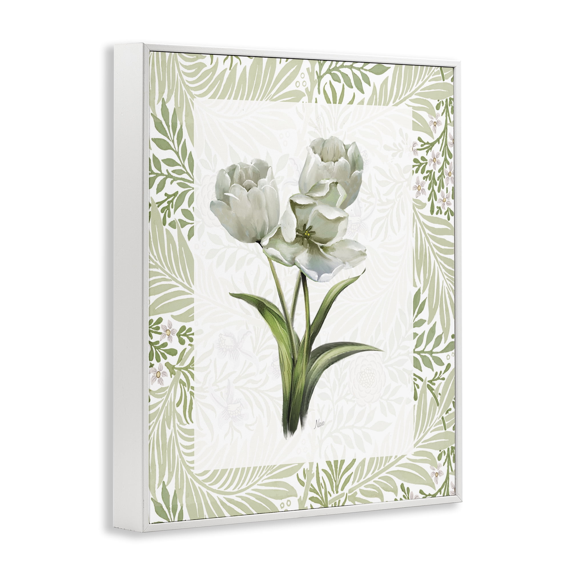 Stupell Industries Fresh Spring Tulip Bouquet White Framed Giclee Art, design by Nan