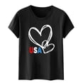 thumbnail image 4 of Htigea Patriotic Shirts for Women 4th of July Short Sleeve T-Shirts USA Heart Graphic Tees Ladies Independence Day Cotton Tops ZB Black T-Shirts S, 4 of 6