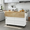 thumbnail image 7 of Hlivelood 59" Rolling Kitchen Island Carts with Drop Leaf, Large Island Table for Kitchen with Rubber Wood Top and Rack and Storage Cabinet, Adjustable Shelves, 2 Drawer, Lockable Casters, Matte, 7 of 7