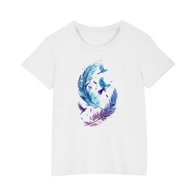 RXIRUCGD 2025 Vêtements d'Été pour Enfants T-shirt Imprimé Mode Mignon Col Rond Manches Courtes