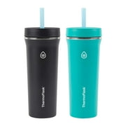ThermoFlask 32oz Insulated Standard Straw Tumbler, 2-pack (Black)