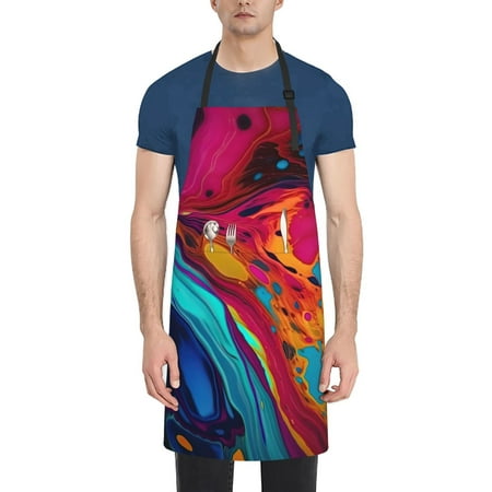 

Coaee Colorful Abstract Swirls for Waterproof Apron for Unisex Adult with Adjustable Bib Apron