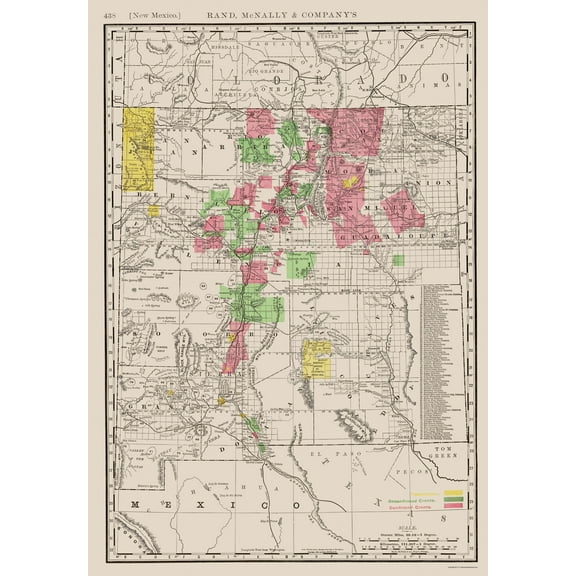 Historic State Map - New Mexico - Rand McNally 1897 - Vintage Wall Art
