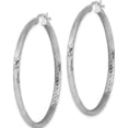 thumbnail image 2 of Sterling Silver Rhod-Plated 2.5mm Polished/Satin Diamond-Cut Hoop Earrings (47 X 45) Made In Mexico qe4431, 2 of 5