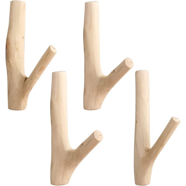 4 Pieces Natural Wood Hook,wooden Hook,cylinder Wall Coat Hook Decorative Hook,wooden Hook For Hanging Coats Hats Bags Towels(width 2 - 3 Cm)