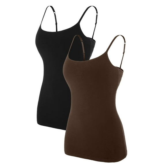 Charmo Women's Cami Cotton Adjustable Spaghetti Strap Built in Bra Tank Tops for women