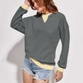 thumbnail image 5 of CKpwisy Womens Oversized Sweatshirts Trendy Color Block Long Sleeve Crewneck Pullover Shirts Loose Cozy Soft Drop Shoulder Tops 2025 Fall Clothes for Women, 5 of 6