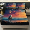thumbnail image 6 of 3-Piece Astronauts Cosmic View Print Bed Sheet Set - Ultra Soft Fitted Sheet & Pillowcases, Floral Bedding Collection for Girls, Teens and Adults, 6 of 10