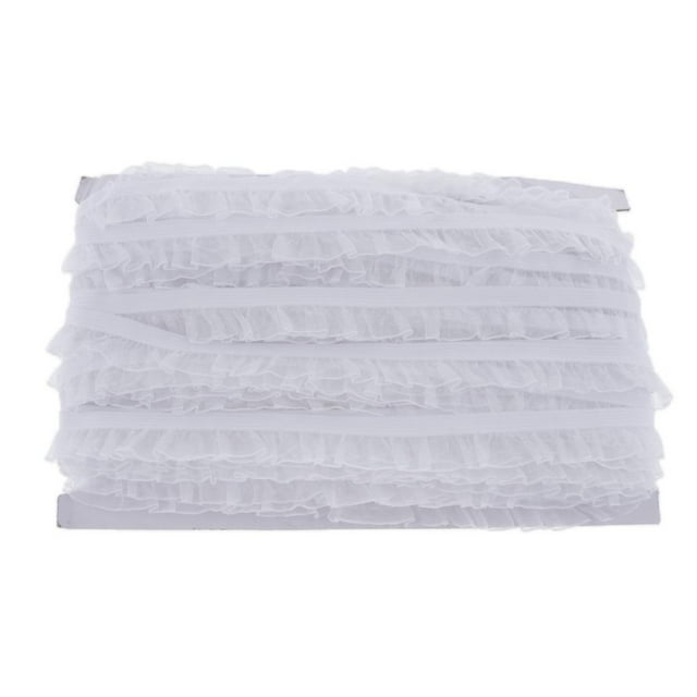 Abbracc 50 Yards Elastic Ruffle Lace Stretch Pleated Edge Ribbon 15mm White