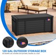 thumbnail image 3 of Dextrus 120 Gallon Large Lockable Deck Box,Outdoor Resin Louvered Storage box with Stickers,for Patio, Waterproof, Lockable,Black, 3 of 6