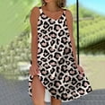thumbnail image 1 of Vedolay Women's Summer Retro Leopard Print Sleeveless Crew Neck Casual Dresses,Brown XL, 1 of 4
