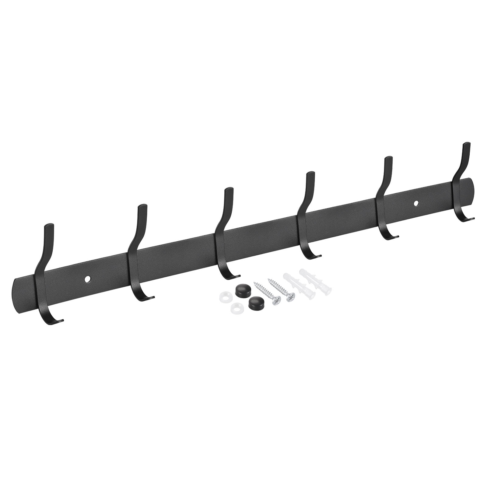 Uxcell Black Wall Mounted with 6 Hooks Coat Hook Rack Wall Hanger