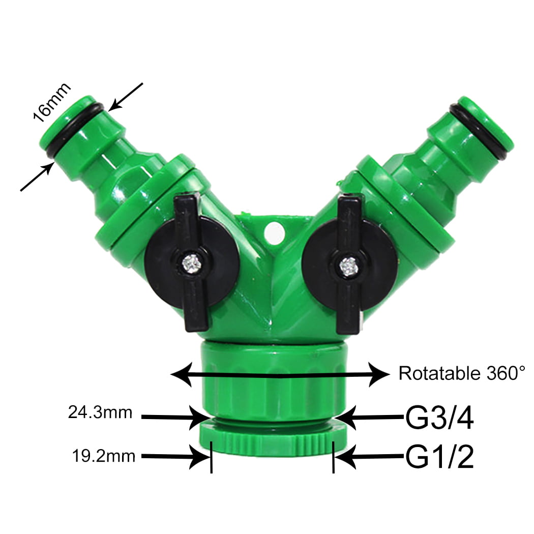 Plastic Garden Outdoor Hose Tap Connector 1/2 Inch and 3/4 Inch Size 2-in-1 L 