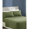thumbnail image 4 of Brooklyn Loom Essential 100% Cotton Washed Softness 4-Piece Full Sheet Set in Green, Solid Color, OEKO-TEX Certified, 4 of 11