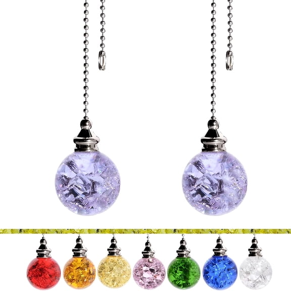HIBIBUD 2Pcs Crystal Ceiling Fan Pull Chain,Ceiling Fan Pull Chain Extender,Pull Chains for Ceiling Fans and Lights,Light Pull Chain with 21"es 3mm Diameter Ball Beaded Chain