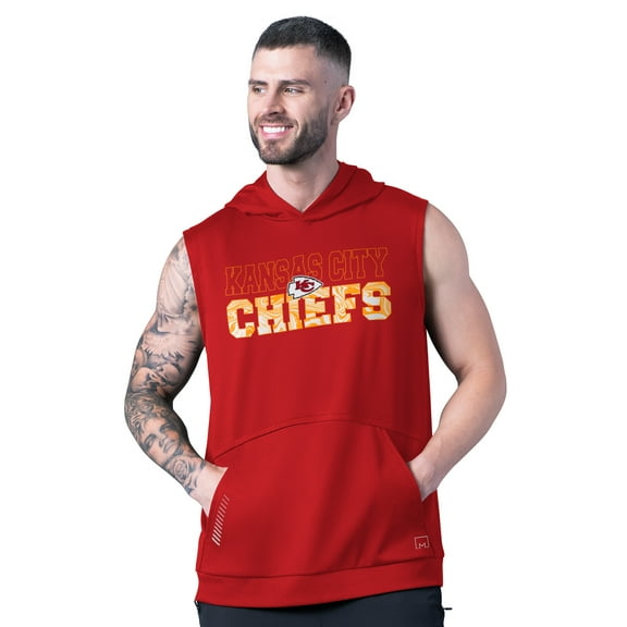 Men's MSX by Michael Strahan Red Kansas City Chiefs Tri-Blend Rebound Sleeveless Hoodie