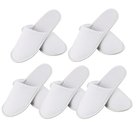 

ITSELFER 1 Set/5pcs Disposable Slippers Single Use Slipper Useful One Time Slipper Thickened Sole Slippers for Hotel Travel (White Random Color)