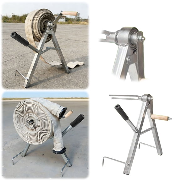 All Metal Fire Hose Reel Foldable Manual Winding Hose Storage Device Portable For Farm Irrigation & Fire Fighting(Silver-17.7x7.9In)