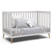 Delta Children Essex 4-in-1 Convertible Baby Crib, Bianca White/Natural Legs