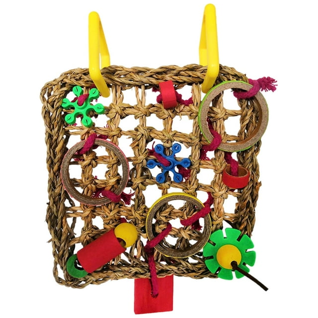 lionlar Bird Foraging Wall Toy, Woven Climbing Hammock Mat with Chewing Toy for , Finch,