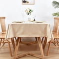 thumbnail image 3 of Faux Linen Rectangle Tablecloth Heavy Duty Wrinkle Resistant Fabric Table Cloths 60 x 102 Inch Beige Farmhouse Oblong Table Cover for Kitchen Dining Indoor Outdoor Tabletop Decoration, 3 of 6