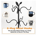 thumbnail image 3 of Coffee Mug Holder for Large Mugs, Mug Tree for Counter, Coffee Cup Holder for Countertop, Mug Rack with Tray, Metal Coffee Mug Tree with 6 Hooks, Coffee Counter Bar Accessory & Kitchen Home Organizer, 3 of 6