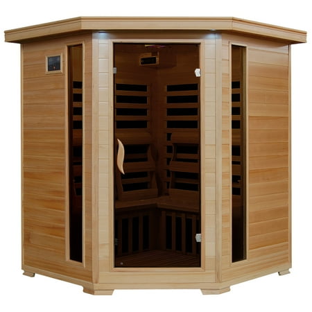 Emf Free Infrared Sauna Radiant Saunas Radiant Saunas FAR Infrared Hemlock Sauna Room for 4 with 10 Low-EMF Carbon Heaters, Chromotherapy Lighting, Air Purifier, and Audio System ()