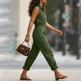 thumbnail image 6 of Moxiu Zip up Cargo Jumpsuit for Women Dressy Casual Summer One Piece Rompers Collared Long Pants with Utility Pocket Overall 2026 Green,XXXL, 6 of 9