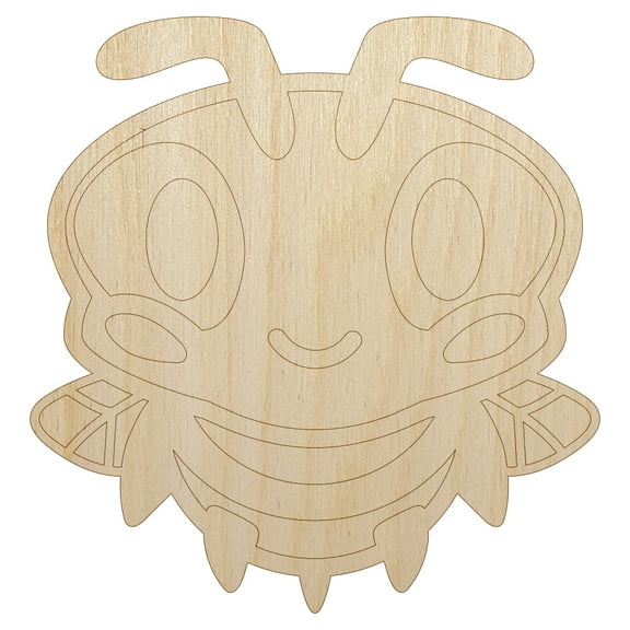 Cute Bee Happy Wood Shape Unfinished Piece Cutout Craft DIY Projects - 4.70 Inch Size - 1/4 Inch Thick
