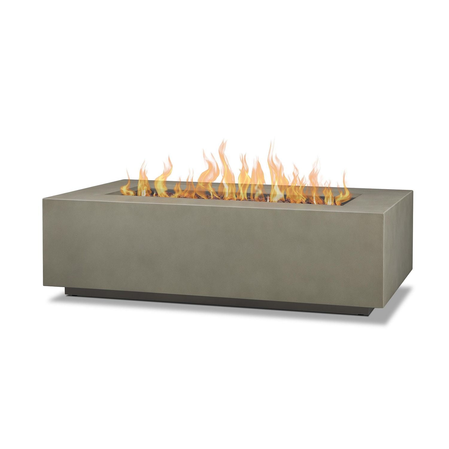 Grande table de foyer rectangulaire au gaz propane Aegean gris brume avec kit de conversion au gaz naturel