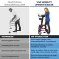 thumbnail image 2 of Andador vertical Vive Mobility con asiento para personas mayores, mujeres - Andador con ruedas, reposabrazos, resistente, plegable, ayuda médica para personas mayores - Ayuda plegable para caminar (ro, 2 of 5