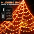 thumbnail image 3 of Scidweet Halloween Decorations Outdoor, 500 LED Halloween Spider Web Lights for Garden Yard Porch Home Decor, Orange, 3 of 7