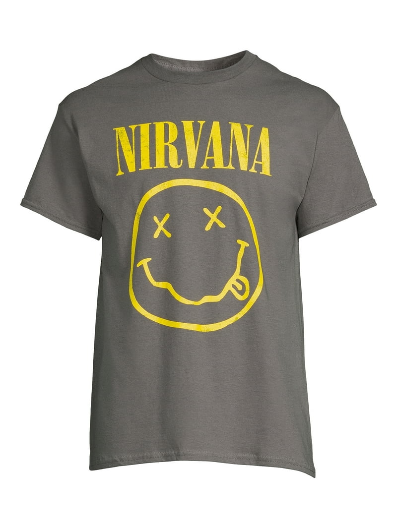 Nirvana All Gender Smiley Logo Graphic Tee Shirt, Men's Sizes S