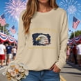 thumbnail image 2 of Leey-World 4th of July Shirts Women American Flag Patriotic Shirts USA Star Stripes Graphic T Shirt Short Sleeve Summer Tees Patriotic Tops for Women(Beige,XL), 2 of 9