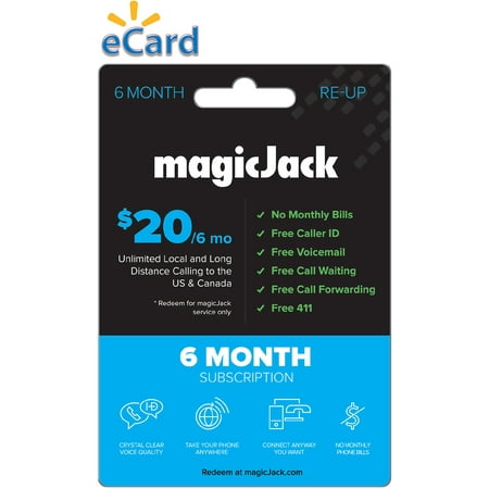 magicJack 6 Month Reload Card (e-delivery) (Best Month To Month Cell Plan)