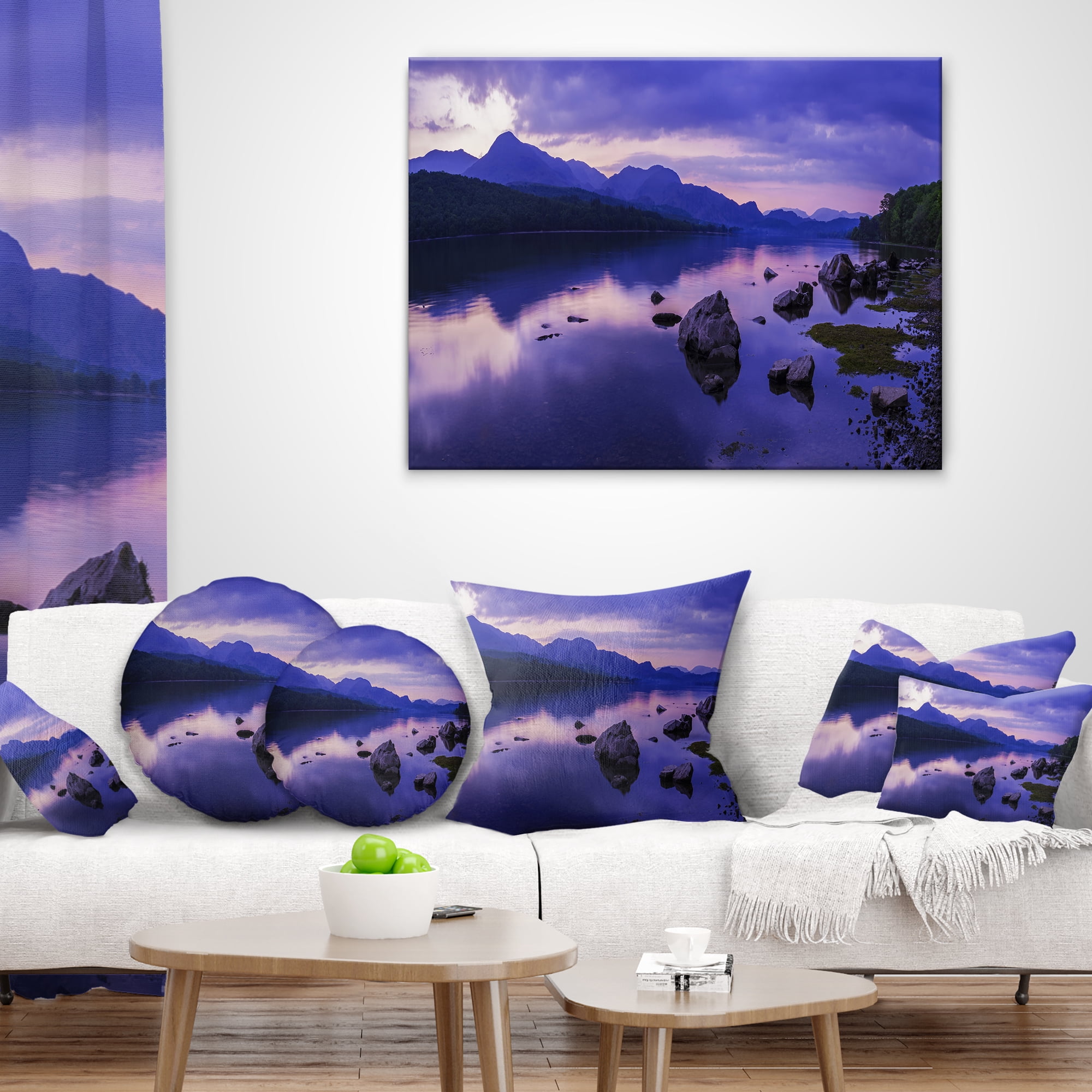 Designart Coniston Water in the Lake District - Landscape Printed Throw Pillow - 16x16