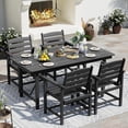 thumbnail image 5 of Poteban 7-Piece Patio Dining Sets, HDPE Outdoor Furniture with Umbrella Hole, Modern 7 Piece Dining Table Set with Chairs，Patio Table and Chairs Set for Garden, Backyard, Poolside,Blue (6+1), 5 of 7