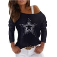 thumbnail image 1 of Camisas informales de manga larga para mujer, jersey con hombros descubiertos, blusa holgada con lentejuelas brillantes, Tops tipo túnica Pompotops  gfhjh15363, 1 of 7