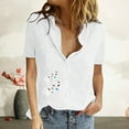 thumbnail image 2 of EQWLJWE Chemises pour Femmes Liquidation Femmes Manches Courtes Décontracté Imprimé Manches Courtes Ample Bouton Col Rabattu Chemise Blouse Unie, 2 of 8