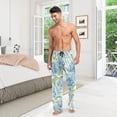 thumbnail image 2 of Men's Pajama Pants with Pockets Sleepwear Lounge Pants Stretch Casual Hydrangea Blue Flowers, 2 of 6